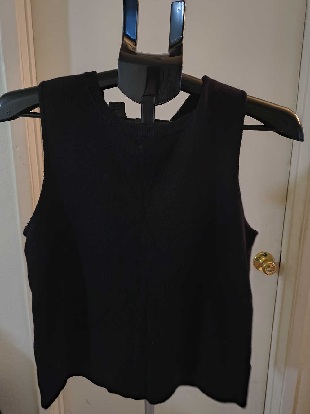 Marled Black Sleeveless Turtleneck Knit Top
